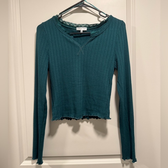 ⚡️SALE Teal Long Sleeve Ribbed Top - Picture 2 of 7